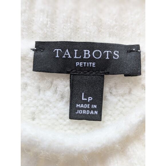 Talbots Sweater Women's Sz Large Ivory Cream Wool Blend Long Sleeve Petite Soft - Picture 4 of 8